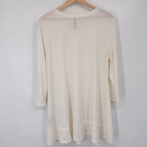 Ic By Connie K Cream Tunic Top size large womens Polyester/Spandex - Picture 9 of 11